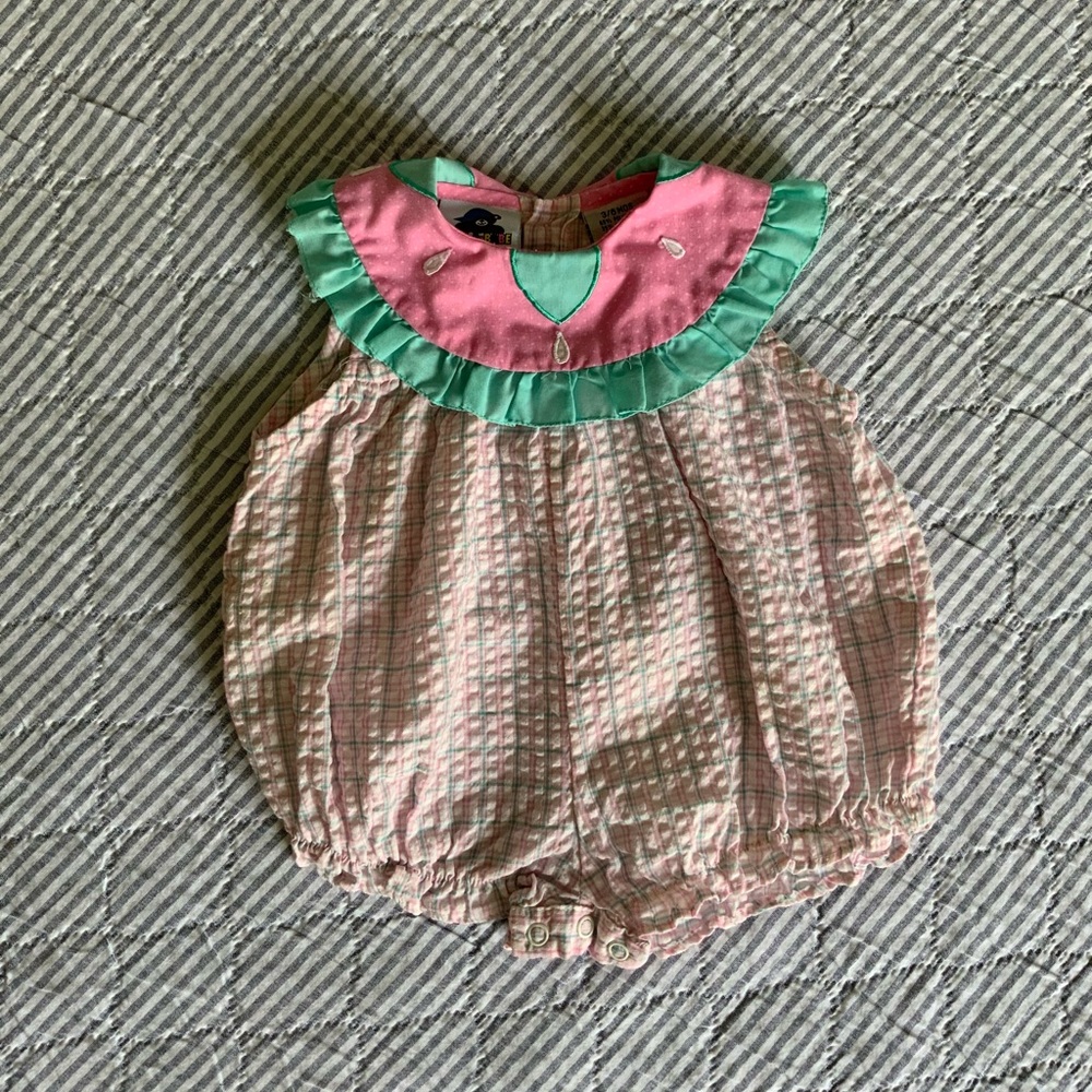 Vintage Peek-a-Babe Watermelon Romper